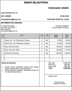 Contoh Purchase Order