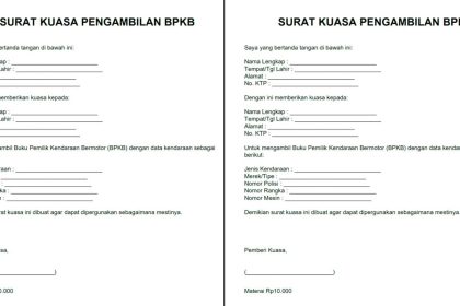 Surat Kuasa Pengambilan Bpkb
